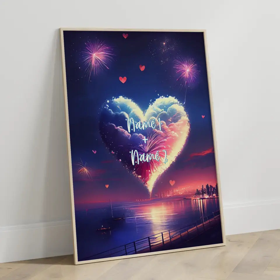 Personalisiertes Poster Liebe Liebes Feuerwerk Mit Namen