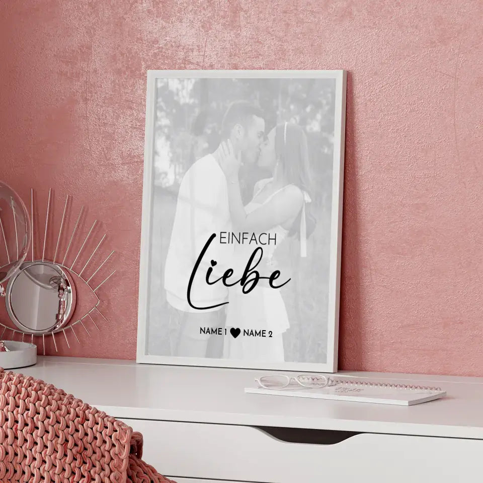 Personalisiertes Fotoposter Liebe White Wash Mit Datum Foto Namen