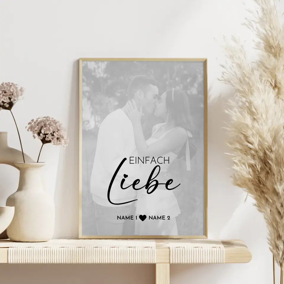 Personalisiertes Fotoposter Liebe White Wash Mit Datum Foto Namen