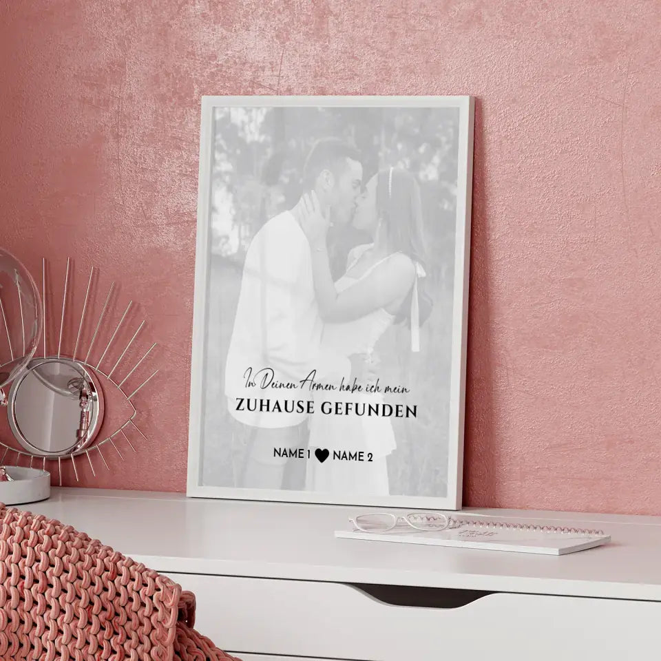 Personalisiertes Fotoposter In Deinen Armen White Mit Datum Foto Namen