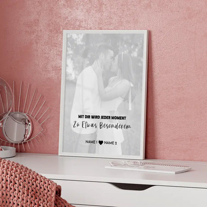 Personalisiertes Fotoposter Moment White Mit Datum Foto Namen