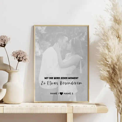 Personalisiertes Fotoposter Moment White Mit Datum Foto Namen