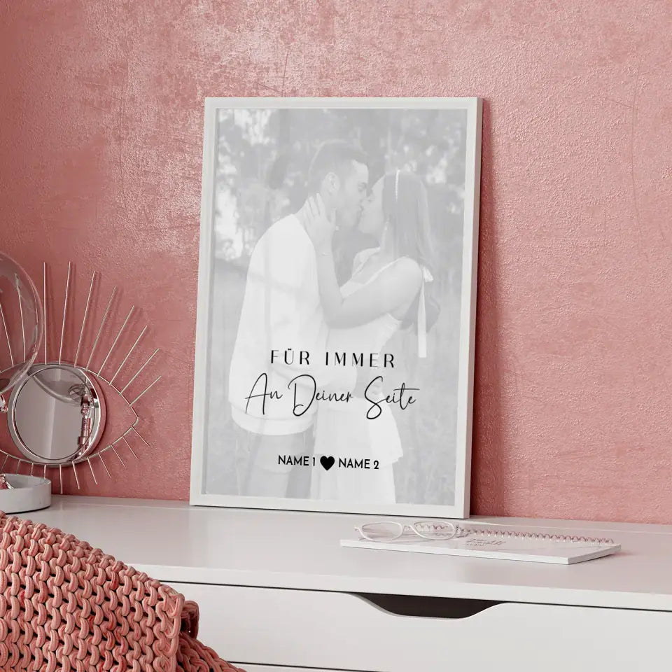 Personalisiertes Fotoposter Für immer White Wash Mit Datum Foto Namen