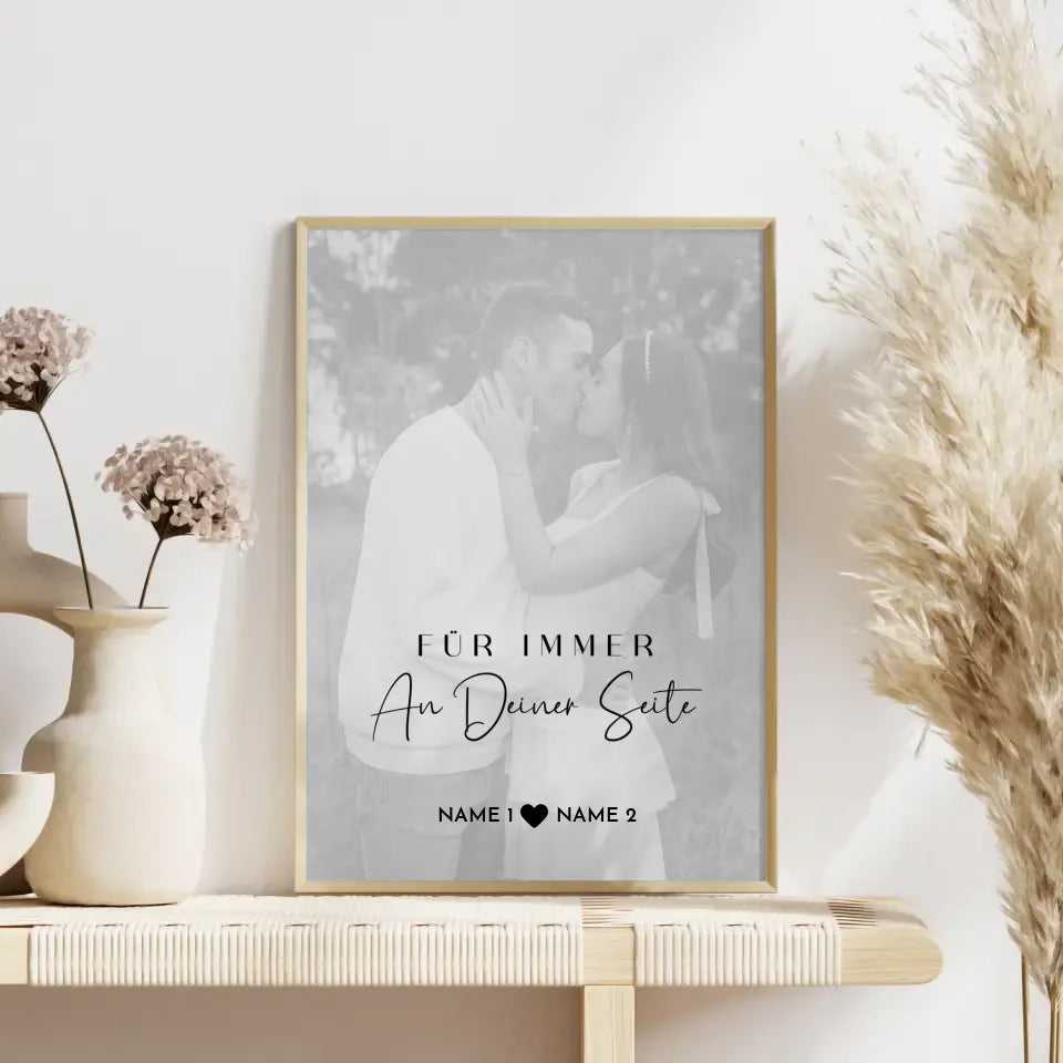 Personalisiertes Fotoposter Für immer White Wash Mit Datum Foto Namen