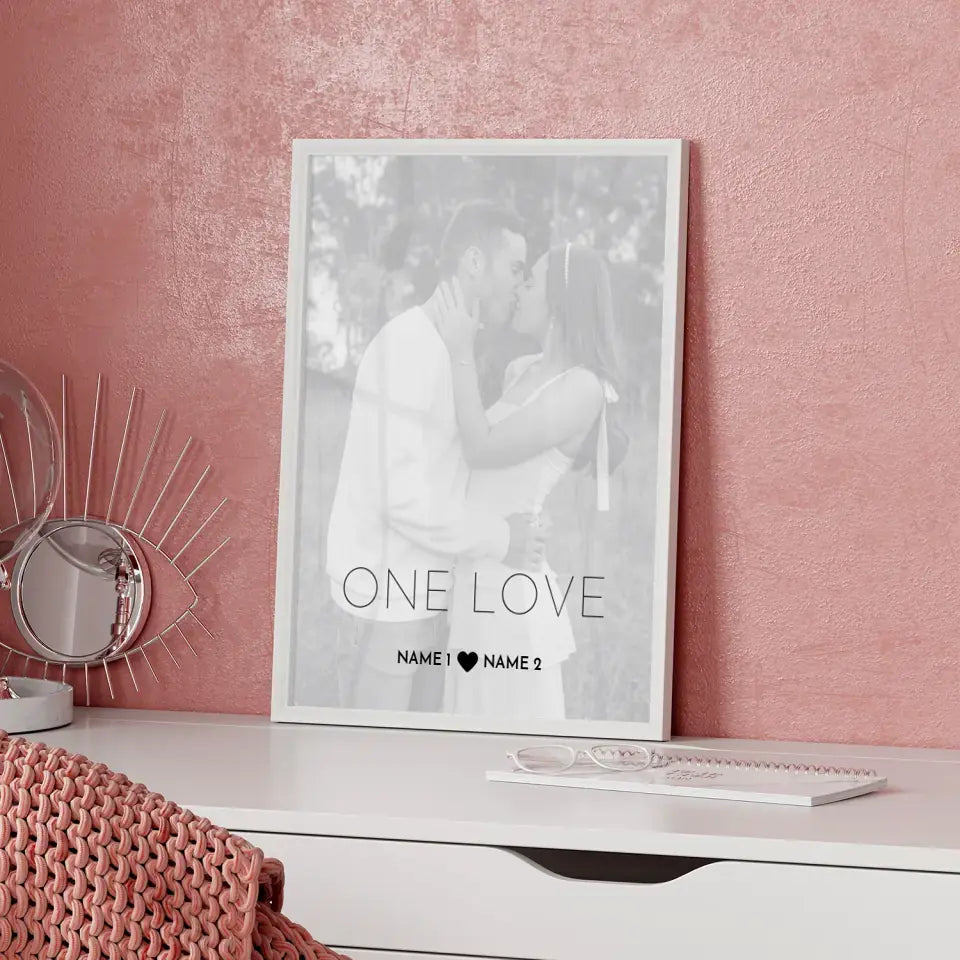 Personalisiertes Fotoposter One Love Mit Datum Foto Namen