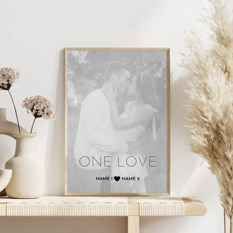 Personalisiertes Fotoposter One Love Mit Datum Foto Namen