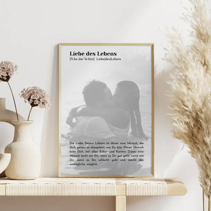 Personalisiertes Fotoposter Definition Liebes des Lebens Mit Foto