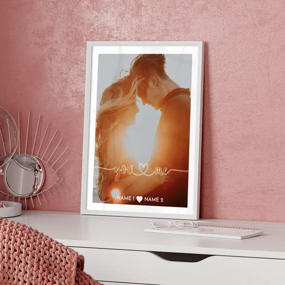 Personalisiertes Poster Liebe You & Me Herz Foto Mit Foto & Namen