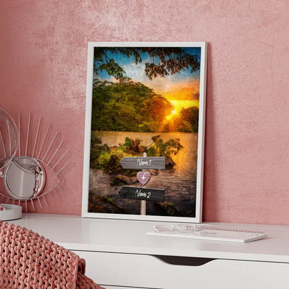 Personalisiertes Poster Liebe Wegweiser mit Herz Paradies Mit Namen