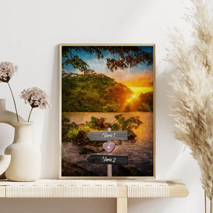 Personalisiertes Poster Liebe Wegweiser mit Herz Paradies Mit Namen