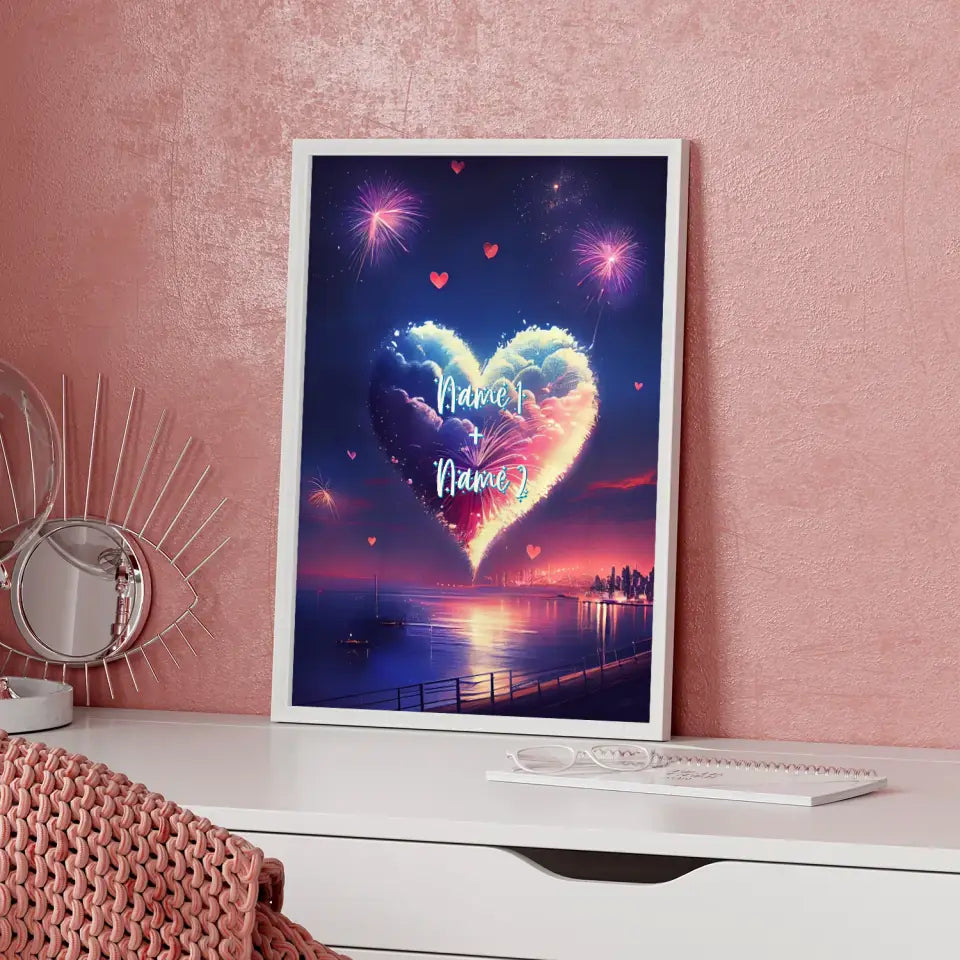 Personalisiertes Poster Liebe Liebes Feuerwerk Mit Namen
