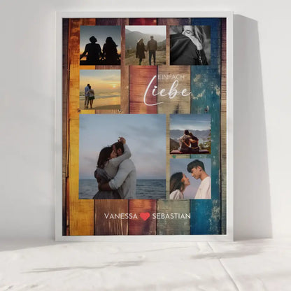 Foto Collage für Freundin Vintage Holz Style Mit Eigenem Spruch & Fotos & Namen