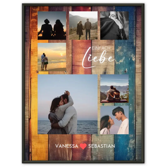 Foto Collage für Freundin Vintage Holz Style Mit Eigenem Spruch & Fotos & Namen