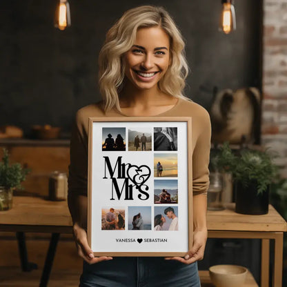 Liebes Poster Mr and Mrs Mit Fotos & Namen