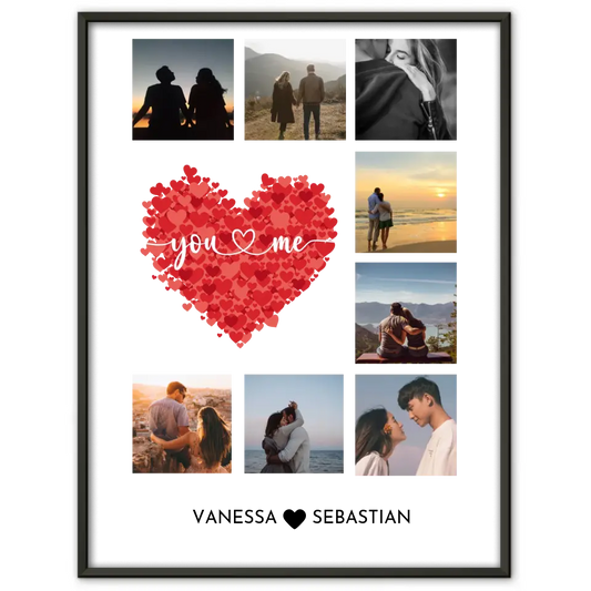 Liebes Poster Rote Herzen Mit Fotos & Namen