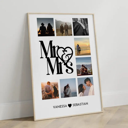 Liebes Poster Mr and Mrs Mit Fotos & Namen