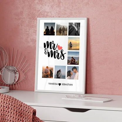 Liebes Poster Mr and Mrs Mit Fotos & Namen