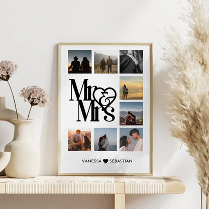 Liebes Poster Mr and Mrs Mit Fotos & Namen