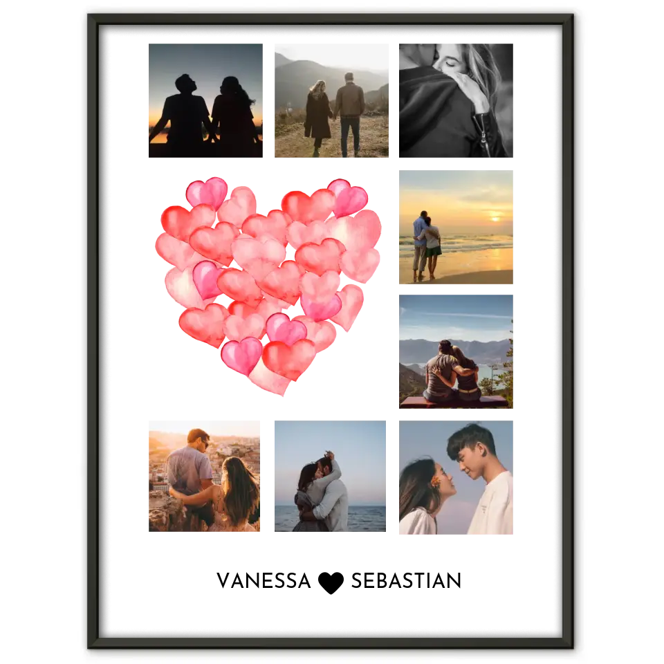 Liebes Poster Ballon Herzen Mit Fotos & Namen