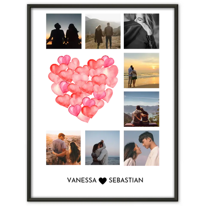 Liebes Poster Ballon Herzen Mit Fotos & Namen