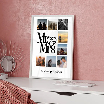 Liebes Poster Mr and Mrs Mit Fotos & Namen