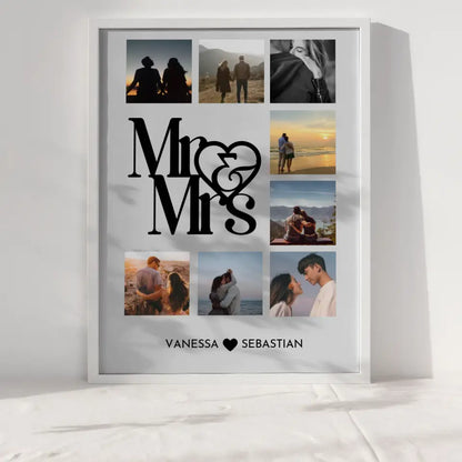 Liebes Poster Mr and Mrs Mit Fotos & Namen