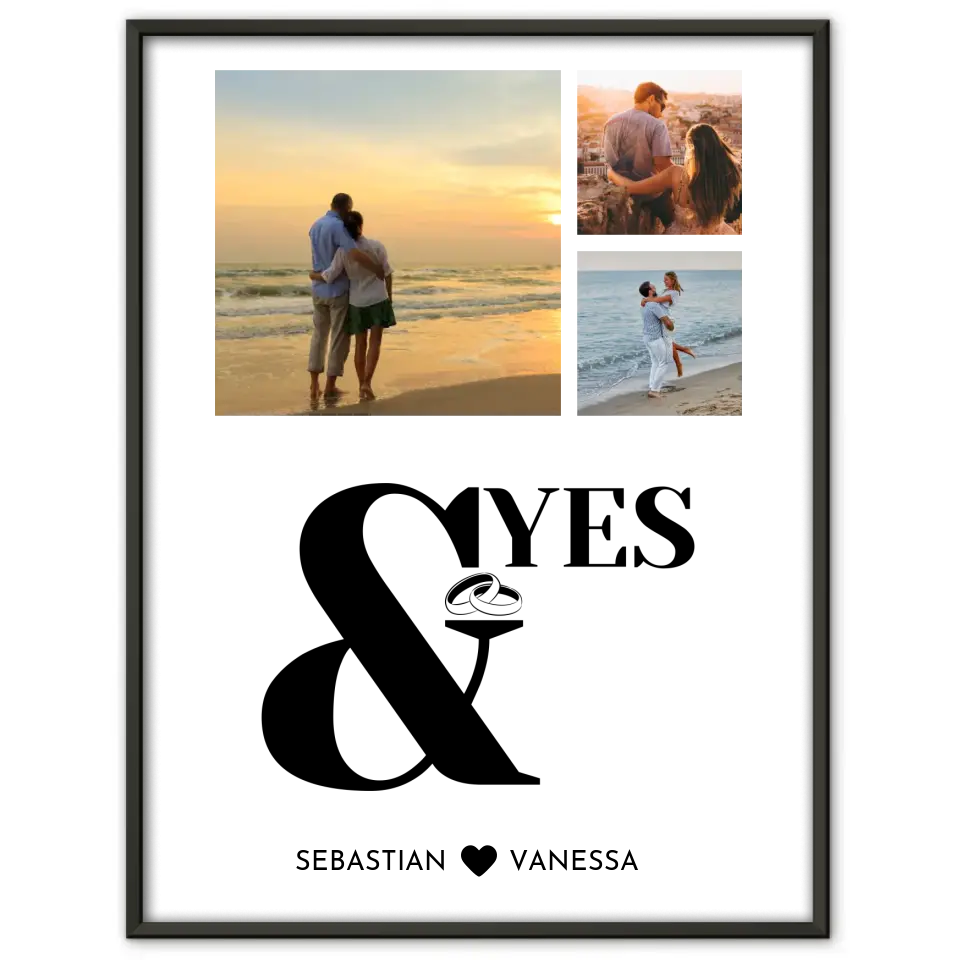 Wandbild Liebe Fotocollage Yes Ringe Mit Fotos & Namen