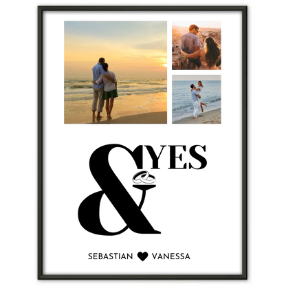 Wandbild Liebe Fotocollage Yes Ringe Mit Fotos & Namen