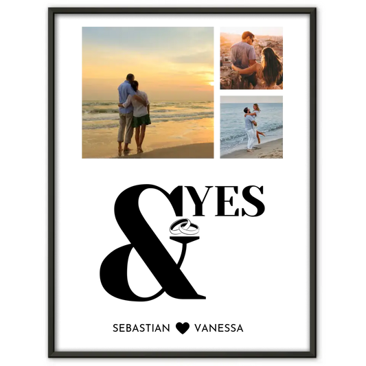 Wandbild Liebe Fotocollage Yes Ringe Mit Fotos & Namen