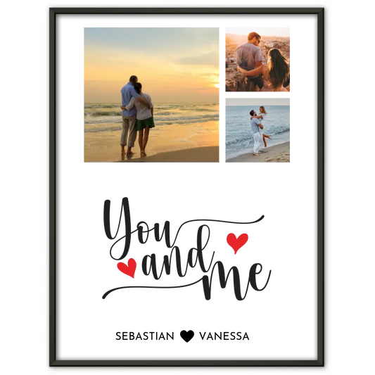 Wandbild Liebe Fotocollage You and Me Herze Mit Fotos & Namen