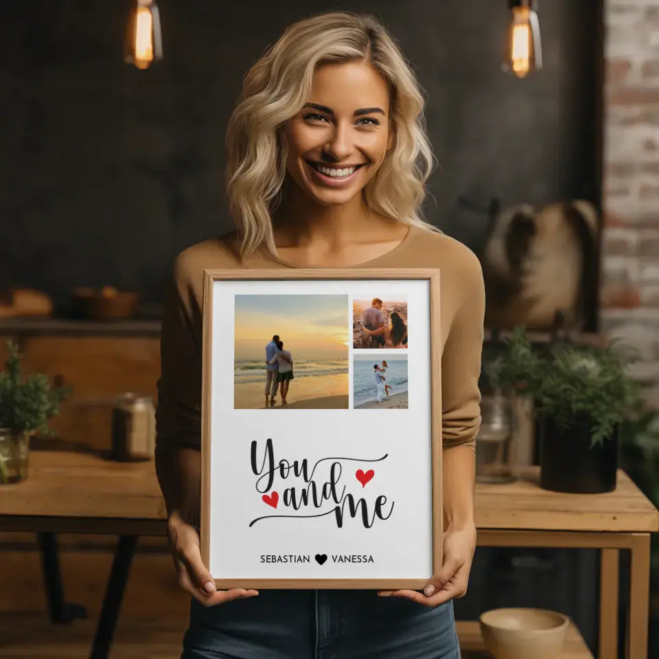 Wandbild Liebe Fotocollage You and Me Herze Mit Fotos & Namen
