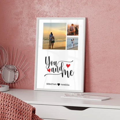 Wandbild Liebe Fotocollage You and Me Herze Mit Fotos & Namen