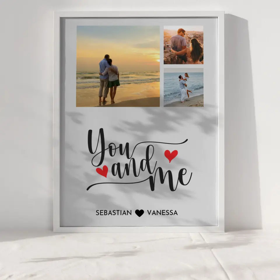 Wandbild Liebe Fotocollage You and Me Herze Mit Fotos & Namen