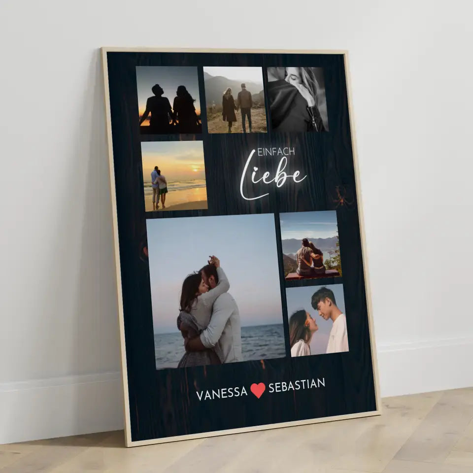Foto Collage für Freundin Holz Style Mit Eigenem Spruch & Fotos & Namen