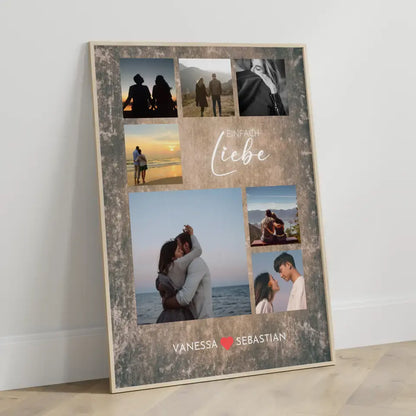 Foto Collage für Freundin Vintage Look Mit Eigenem Spruch & Fotos & Namen