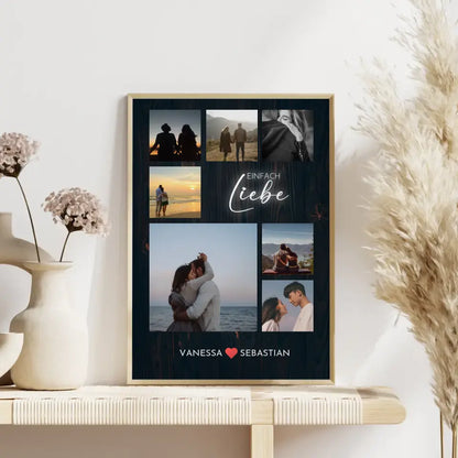 Foto Collage für Freundin Holz Style Mit Eigenem Spruch & Fotos & Namen