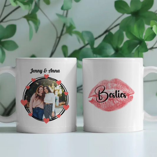 Personalisierte Tasse Freundinnen Besties Kussmund Beste Freundin Fototasse