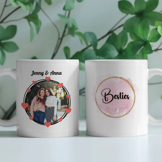Personalisierte Tasse Freundinnen Besties Rose Gold Ballons Fototasse