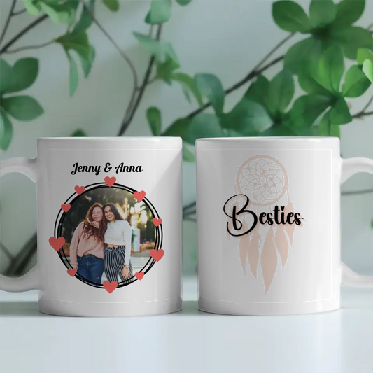 Personalisierte Tasse Freundinnen Besties Traumfänger Fototasse