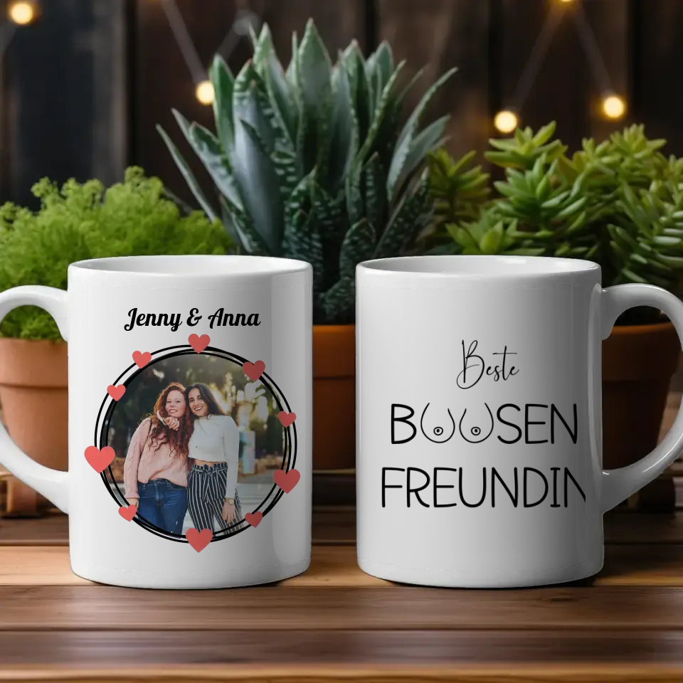 Personalisierte Tasse Freundinnen Busenfreundin Fototasse