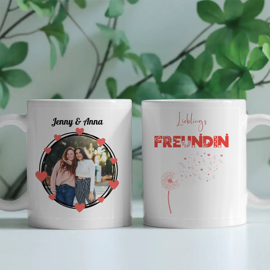 Personalisierte Tasse Freundinnen Lieblings Freundin Herz Schrift Fototasse