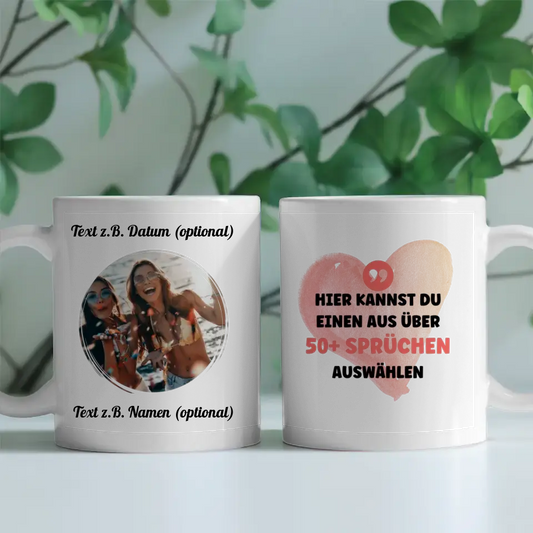 Personalisierte Tasse für Beste Freundin, Schwester & andere Mit Foto & Spruch