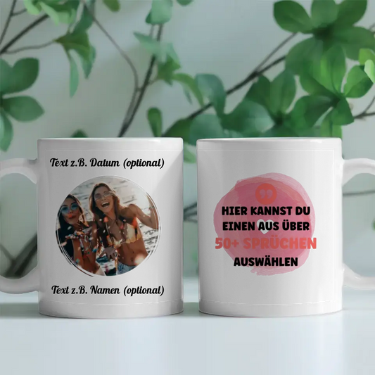 Personalisierte Tasse Herz für Beste Freundin, Schwester & andere Mit Foto & Spruch