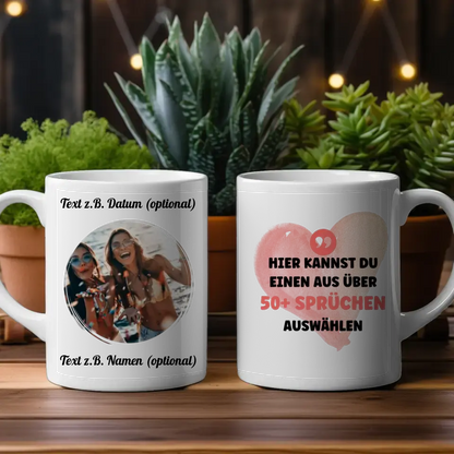 Personalisierte Tasse Wasserfarben für Beste Freundin, Schwester & andere Mit Foto & Spruch