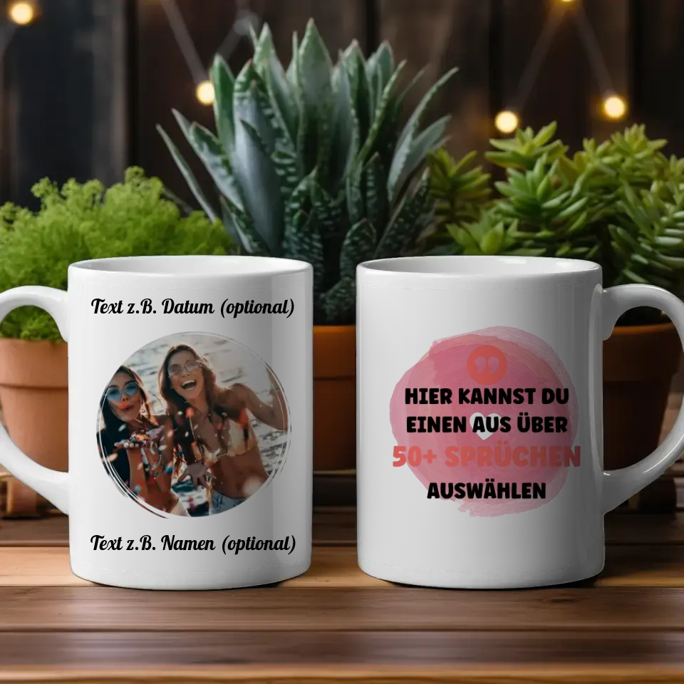 Personalisierte Tasse Herz für Beste Freundin, Schwester & andere Mit Foto & Spruch