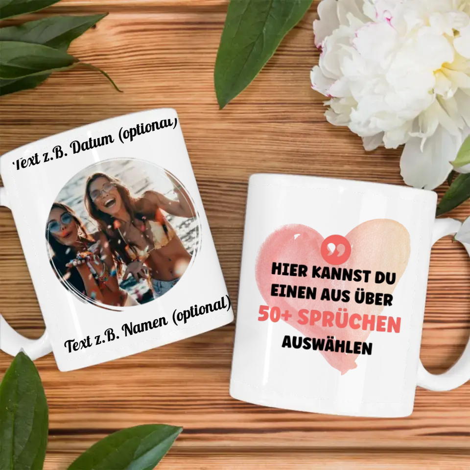 Personalisierte Tasse Wasserfarben für Beste Freundin, Schwester & andere Mit Foto & Spruch