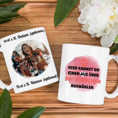 Personalisierte Tasse Herz für Beste Freundin, Schwester & andere Mit Foto & Spruch