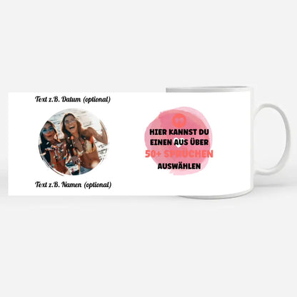 Personalisierte Tasse Herz für Beste Freundin, Schwester & andere Mit Foto & Spruch