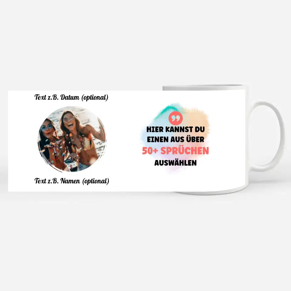 Personalisierte Tasse Aquarell Look für Beste Freundin, Schwester & andere Mit Foto & Spruch