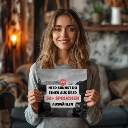 Fotoboard Schwarz Weiß Bergsee Fotokachel Mit Spruch oder Wunschtext